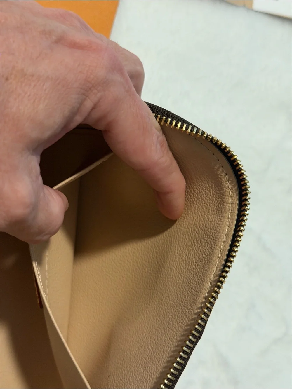 Louis Vuitton Brown Monogram Pouch with Gold-Tone Zipper